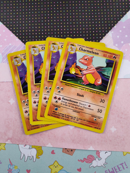 Vintage Uncommon - Set/4 Charmeleon Base Set Non-Holo Pokemon Cards 24/102 - LP