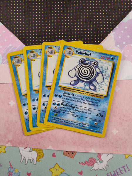 Vintage Uncommon - Set/4 Poliwhirl Base Set Non-Holo Pokemon Cards 38/102 - LP