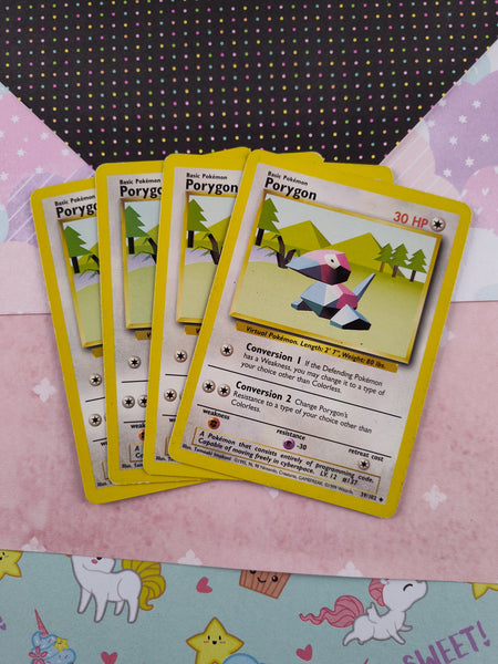 Vintage Uncommon - Set/4 Porygon Base Set Non-Holo Pokemon Cards 39/102 - LP