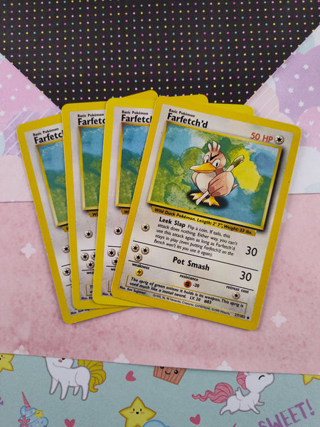 Vintage Uncommon - Set/4 Farfetch'd Base Set Non-Holo Pokemon Cards 27/102 - LP