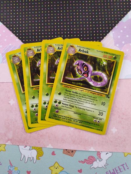 Vintage Uncommon - Set/4 Arbok Fossil Non-Holo Pokemon Cards 31/62 - LP