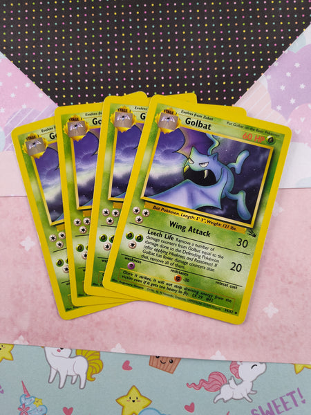 Vintage Uncommon - Set/4 Golbat Fossil Non-Holo Pokemon Cards 34/62 - LP