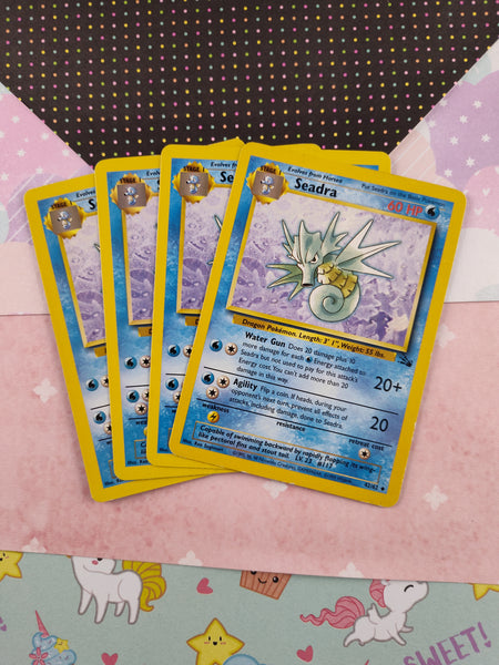 Vintage Uncommon - Set/4 Seadra Fossil Non-Holo Pokemon Cards 42/62 - LP