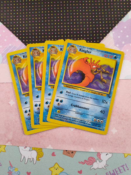 Vintage Uncommon - Set/4 Kingler Fossil Non-Holo Pokemon Cards 38/62 - LP