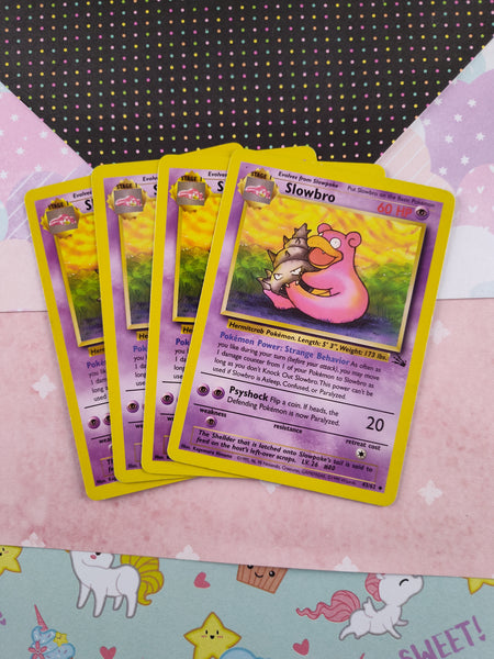 Vintage Uncommon - Set/4 Slowbro Fossil Non-Holo Pokemon Cards 43/62 - LP