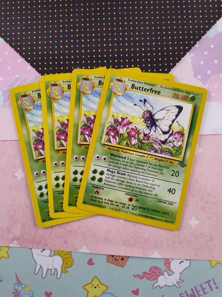 Vintage Uncommon - Set/4 Butterfree Jungle Non-Holo Pokemon Cards 33/64 - LP