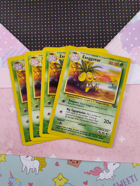 Vintage Uncommon - Set/4 Exeggutor Jungle Non-Holo Pokemon Cards 35/64 - LP