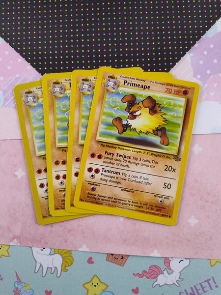 Vintage Uncommon - Set/4 Primeape Jungle Non-Holo Pokemon Cards 43/64 - LP