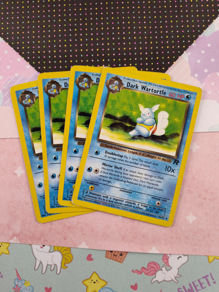 Vintage Uncommon - Set/4 Dark Wartortle Team Rocket Non-Holo Pokemon Cards 46/82 - LP