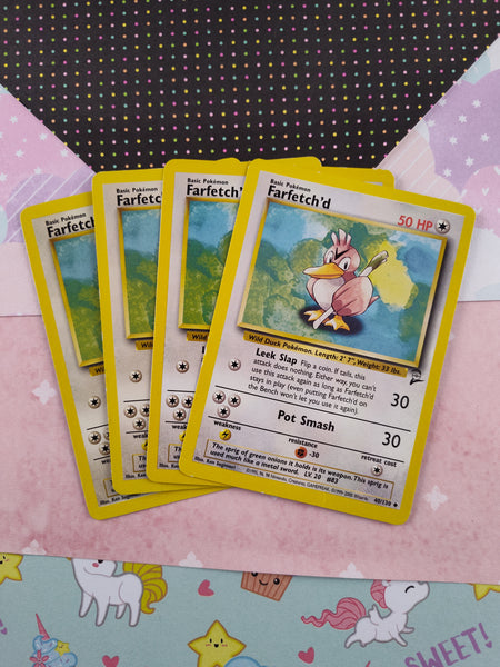 Vintage Uncommon - Set/4 Farfetch'd Base Set 2 Non-Holo Pokemon Cards 40/130 - LP