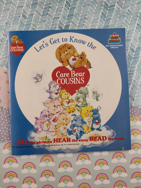 Vintage 1985 "Kid Stuff" Let's Get to Know the Care Bear Cousins Book + Record, Nice & Clean