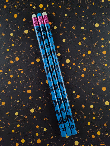 Vintage 80's/90's Halloween Lisa Frank Pencil Set of 3, Unsharpened/Unused (Blue)