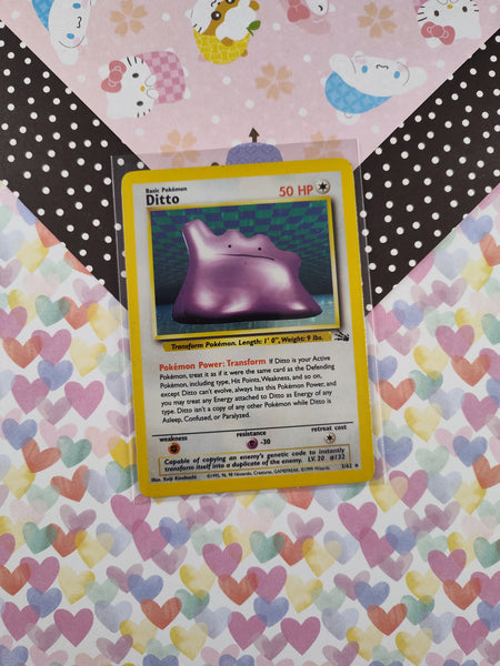 Vintage Rare - Ditto Fossil Holographic Pokemon Card 3/62 - LP