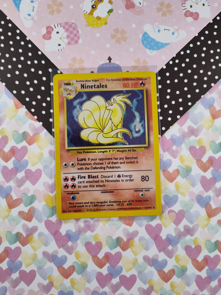 Vintage Rare - Ninetales Base Set Holographic Pokemon Card 12/102 - VG