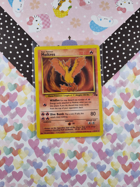 Vintage Rare - Moltres Fossil Non-Holo Pokemon Card 27/62 - MP