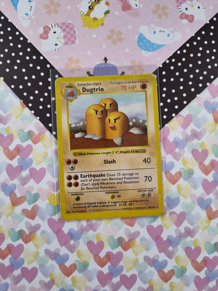 Vintage Rare - Shadowless Dugtrio Base Pokemon Card 19/102 - MP Pfaltzcraftsmore Vintage Rare - Shadowless Dugtrio Base Pokemon Card 19/102 - MP Pfaltzcraftsmore