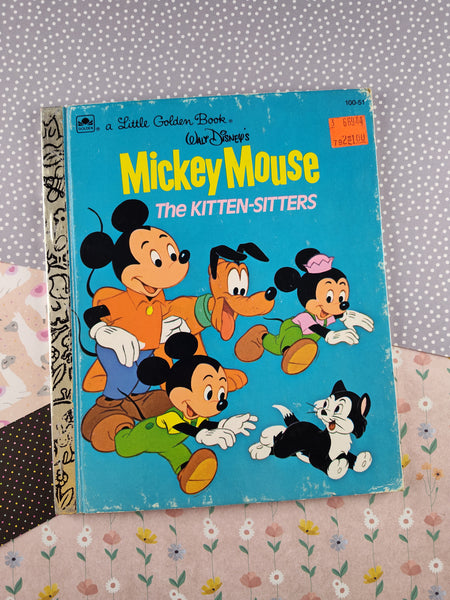 Vintage 1976 Little Golden Book: Walt Disney's Mickey Mouse the Kitten Sitters Hardcover