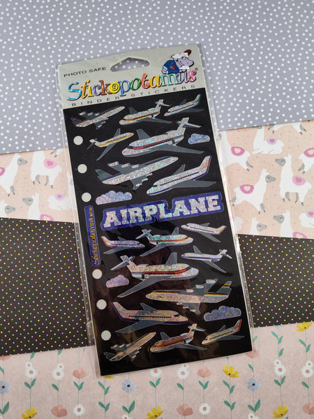 Vintage Stickopotamus Stickers, SHINY Airplane, 1 Sheet New & Sealed