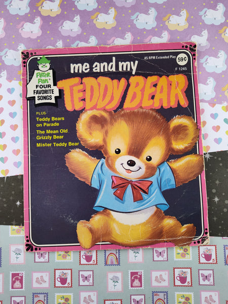 Vintage Peter Pan Records "Me and My Teddy Bear" 45 RPM Extended Play Record, Untested