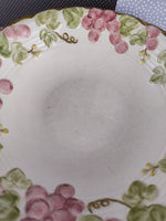 Vintage Pink Poppytrail by Metlox Sculptured Grapes Serving Bowl 9.5", Nice & Clean