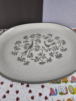 Vintage Mid-Century Harkerware Stone China "Peacock Alley" Large Oval Serving Platter