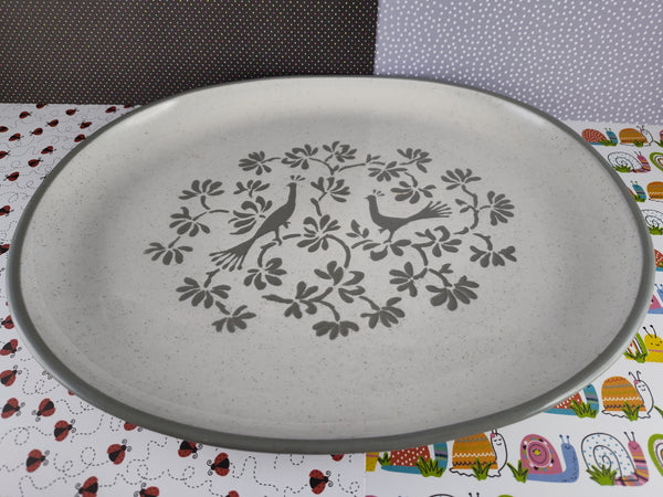 Vintage Mid-Century Harkerware Stone China "Peacock Alley" Large Oval Serving Platter