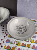 Vintage Mid-Century Harkerware Stone China "Peacock Alley" Pasta + Soup Bowl Set