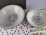 Vintage Mid-Century Harkerware Stone China "Peacock Alley" Pasta + Soup Bowl Set