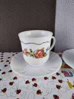 Vintage Provential Floral Arcopal French Teacup/Saucer Set, Nice & Clean