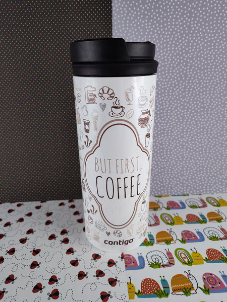 Contigo Twistseal Eclipse Travel Mug "But First, Coffee", Nice & Clean