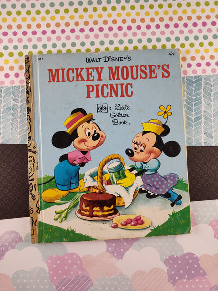Vintage 1975 Little Golden Book: Walt Disney's Mickey Mouse's Picnic Hardcover