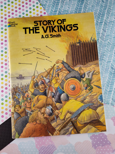 Vintage 1988 Dover Coloring Book Story of the Vikings A.G. Smith Paperback