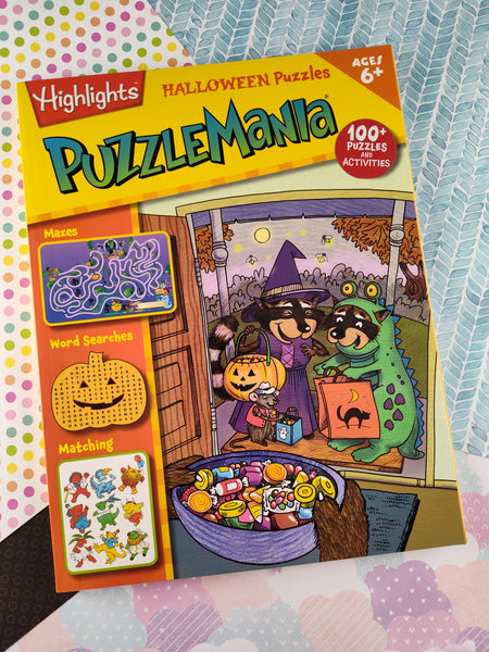 2014 First Printing Highlights PuzzleMania Halloween Puzzles, NEW Unused