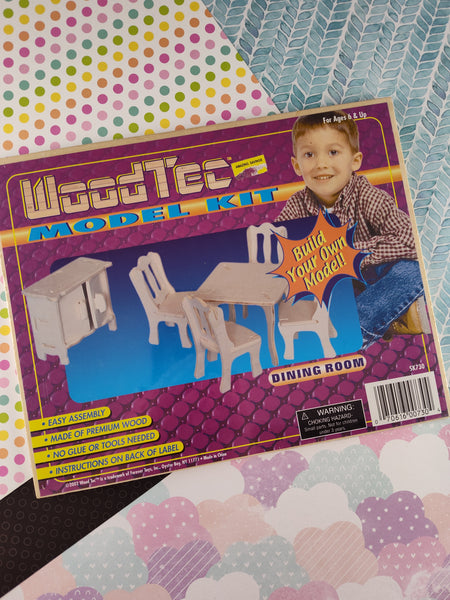 Vintage 2002 WoodTec Model Kit: Dining Room, Craft Kit SEALED