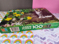 Vintage Milton Bradley MB Junior 100pc Puzzle, Kitty Cats Flowers, New & Sealed