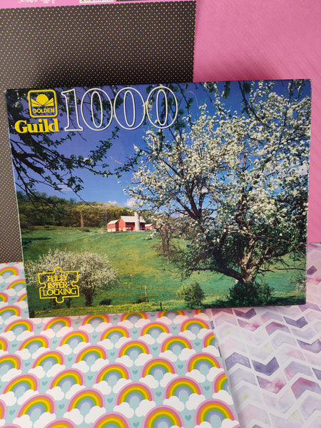 Vintage Golden Guild 1000pc Puzzle, Farmland Barn Picturesque, New & Sealed