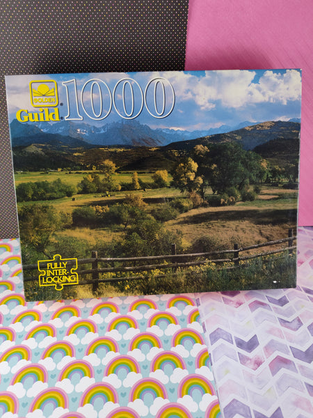 Vintage Golden Guild 1000pc Puzzle, Farmland Barn Picturesque, New & Sealed