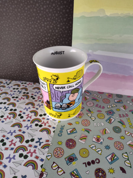 Peanuts "Summer Camp Blues" Fine Porcelain Calendar Mugs by Charles Schulz & the Danbury Mint
