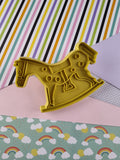 Vintage Christmas Rocking Horse Toy Plastic Cookie Cutter, Nice & Clean