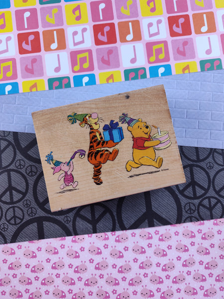 All Night Media Winnie the Pooh "Pooh Party Parade" Wooden Block/Rubber Stamp