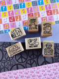 RARE Vintage Rewards Homeschool Wooden Block/Rubber Stamp Set/6