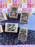 RARE Vintage Rewards Homeschool Wooden Block/Rubber Stamp Set/6