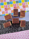 RARE Vintage Rewards Homeschool Wooden Block/Rubber Stamp Set/6