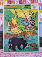 Vintage Walt Disney Winnie the Pooh Golden Cardboard Frame-Tray Puzzle, Nice & Clean