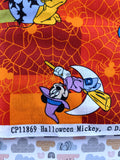 Vintage Halloween Trick or Treat Walt Disney's Mickey Minnie Mouse Fabric Remnant, 5 yd x 43", Nice / Clean