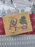 RARE Vintage 2000 House Mouse Designs "On Dasher, On Dancer" Wooden Block/Rubber Stamp