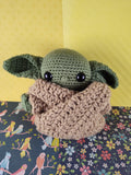 Handmade Baby Yoda Star Wars Crochet Amigurumi Mandalorian Plush, Like New