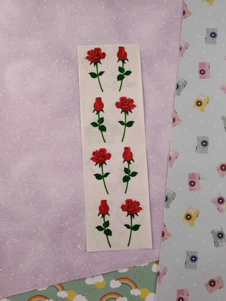 Vintage 1995 Mrs. Grossman's Red Roses Full Sticker Sheet, Unused