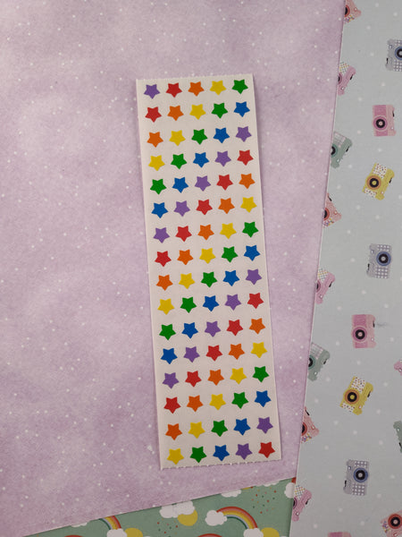 Vintage 1984 Mrs. Grossman's Colorful Rainbow Miniature Stars Full Sticker Sheet, Unused