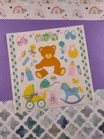 Vintage 1992 Mrs. Grossman's Baby Shower Full Sticker Sheet, Clean & Unused